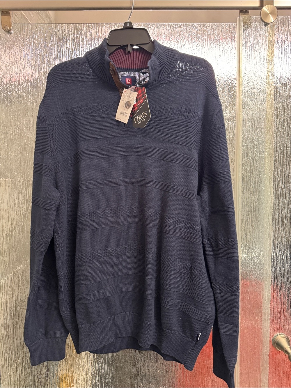 Chaps Men's Navy Textured Sweater